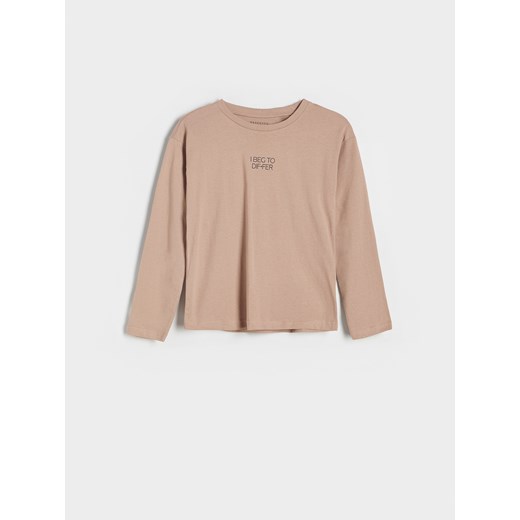 Reserved - Longsleeve z nadrukiem - brązowy ze sklepu Reserved w kategorii T-shirty chłopięce - zdjęcie 163473805