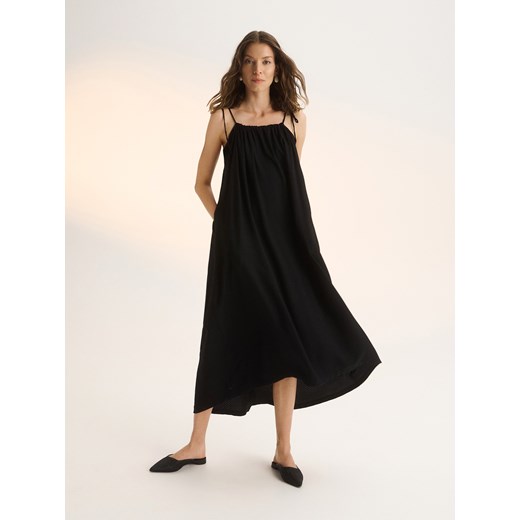Reserved - Długa sukienka z EcoVero™ - czarny ze sklepu Reserved w kategorii Sukienki - zdjęcie 163476718