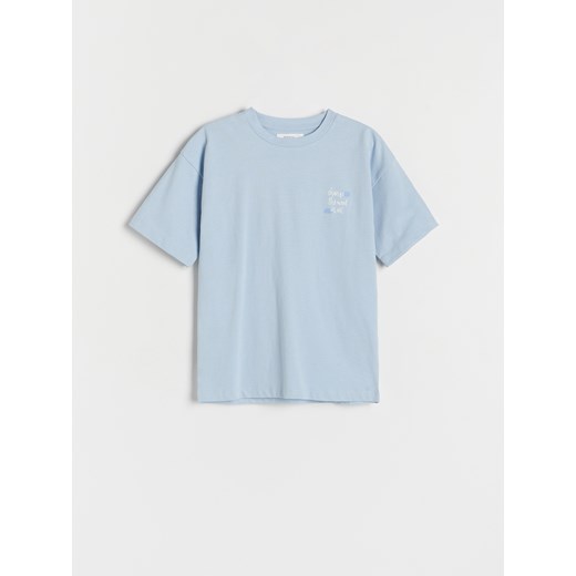 Reserved - T-shirt oversize z nadrukiem - jasnoniebieski Reserved 146 (10 lat) Reserved