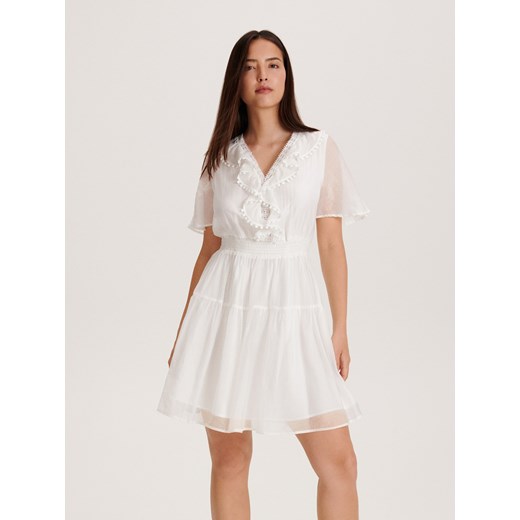 Reserved - Sukienka z lyocellem - biały Reserved S wyprzedaż Reserved