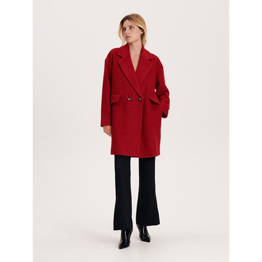 Reserved - Płaszcz z wełną - czerwony ze sklepu Reserved w kategorii Płaszcze damskie - zdjęcie 163479266