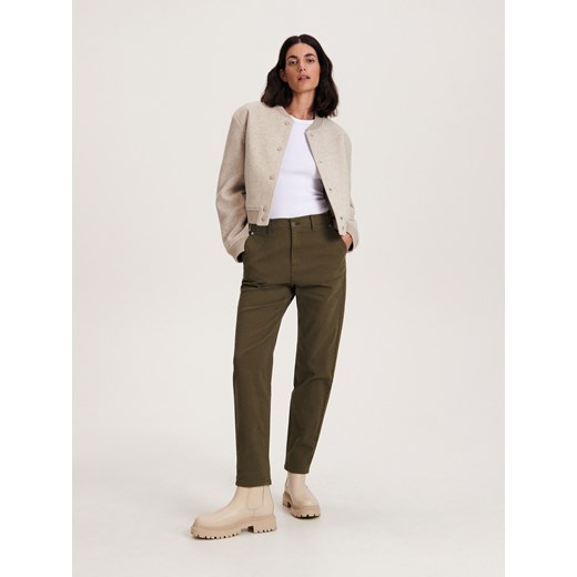 Reserved - Bawełniane spodnie - zielony ze sklepu Reserved w kategorii Spodnie damskie - zdjęcie 163479408
