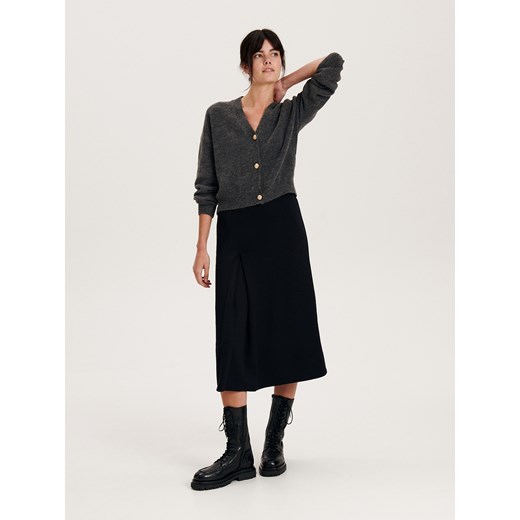 Reserved - Spódnica midi z wiskozą - czarny ze sklepu Reserved w kategorii Spódnice - zdjęcie 163480007