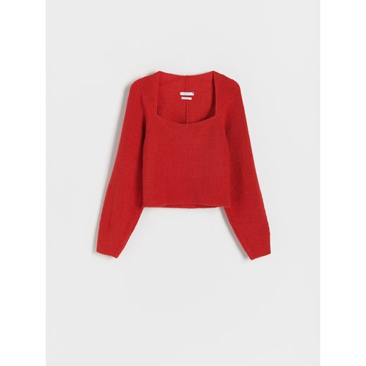 Reserved - Sweter z kwadratowym dekoltem - czerwony Reserved L Reserved