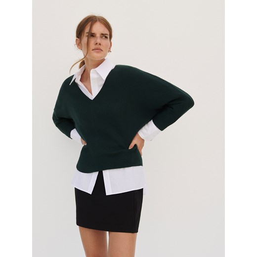 Reserved - Sweter z wiskozą - ciemnozielony Reserved L Reserved