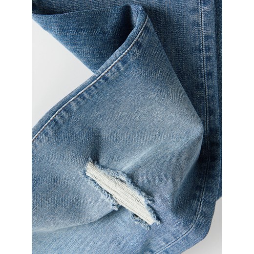 Reserved - Jeansy slim fit z dziurami - niebieski Reserved 34 Reserved