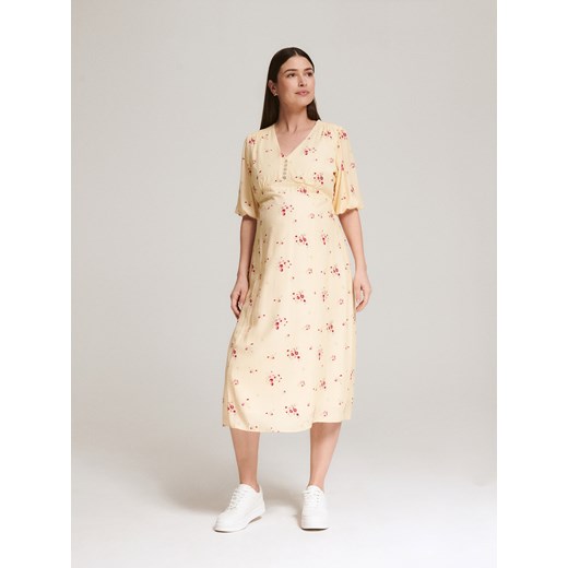 Reserved - Sukienka midi z wiskozy - wielobarwny ze sklepu Reserved w kategorii Sukienki ciążowe - zdjęcie 163481815