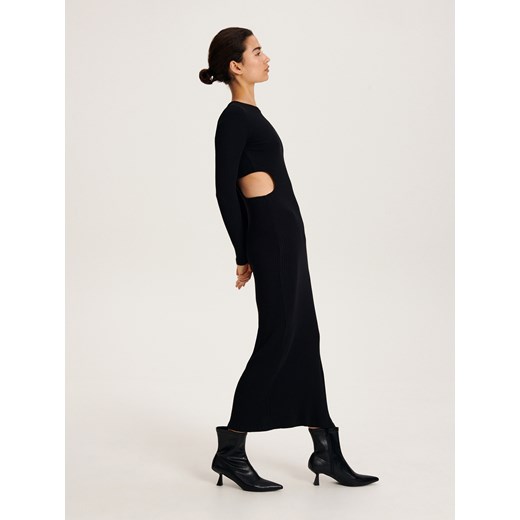 Reserved - Dzianinowa sukienka z wycięciem - czarny ze sklepu Reserved w kategorii Sukienki - zdjęcie 163484579