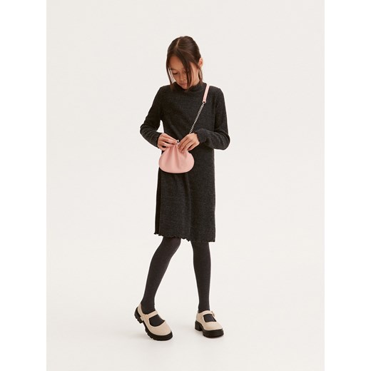Reserved - Sukienka w prążek z wiskozą - ciemnoszary ze sklepu Reserved w kategorii Sukienki dziewczęce - zdjęcie 163485635
