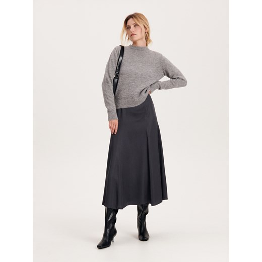 Reserved - Gładki sweter - szary ze sklepu Reserved w kategorii Swetry damskie - zdjęcie 163486018
