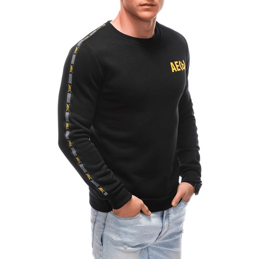 Bluza męska bez kaptura 1617B - czarna/żółta ze sklepu Edoti w kategorii Bluzy męskie - zdjęcie 163486836