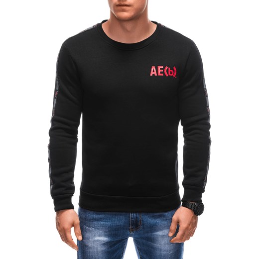 Bluza męska bez kaptura 1617B - czarna/czerwona ze sklepu Edoti w kategorii Bluzy męskie - zdjęcie 163486838