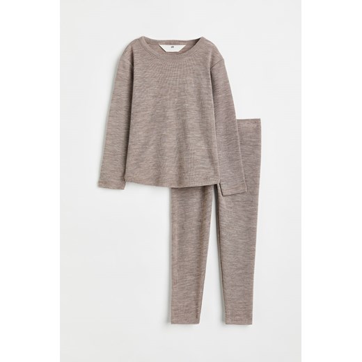 H & M - Wełniany komplet 2-częściowy - Brązowy H & M 134 (8-9Y) H&M