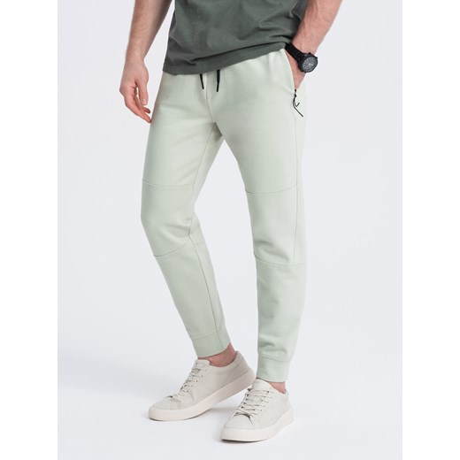 Spodnie męskie dresowe joggery - jasno-miętowe V3 OM-PASK-0142 ze sklepu ombre w kategorii Spodnie męskie - zdjęcie 163491579