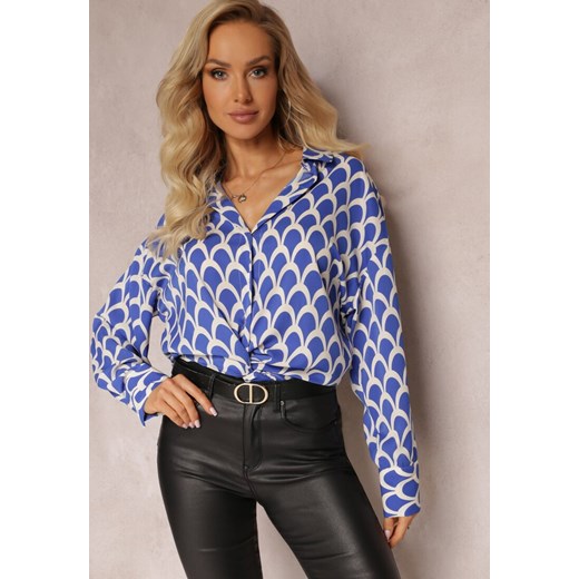 Niebieska Koszula w Geometryczny Print Tiorre ze sklepu Renee odzież w kategorii Koszule damskie - zdjęcie 163492708
