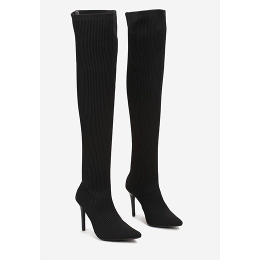 Kozaki damskie Born2be eleganckie na szpilce za kolano