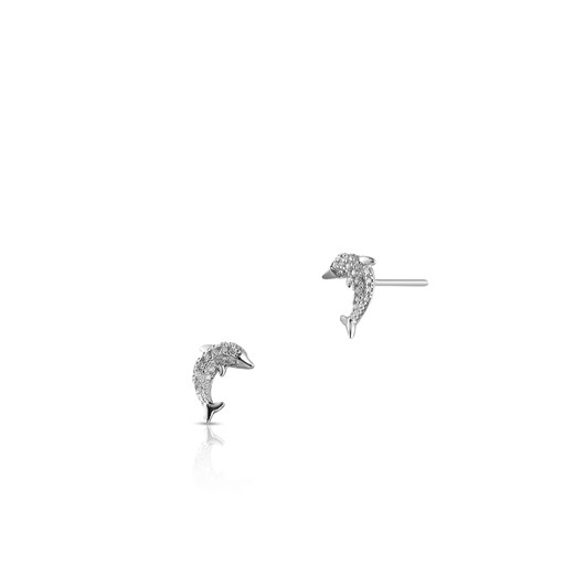 Kolczyki srebrne delfiny z cyrkoniami SCH/KC308 W.KRUK