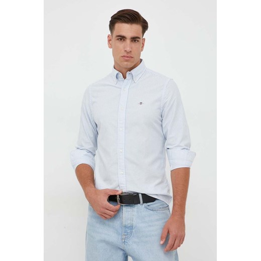 Gant koszula bawełniana męska kolor niebieski regular z kołnierzykiem button-down ze sklepu ANSWEAR.com w kategorii Koszule męskie - zdjęcie 163533946