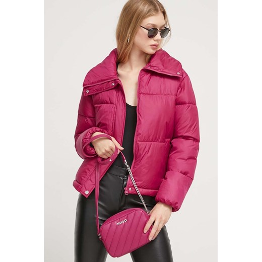 HUGO kurtka damska kolor różowy zimowa oversize ze sklepu ANSWEAR.com w kategorii Kurtki damskie - zdjęcie 163534238