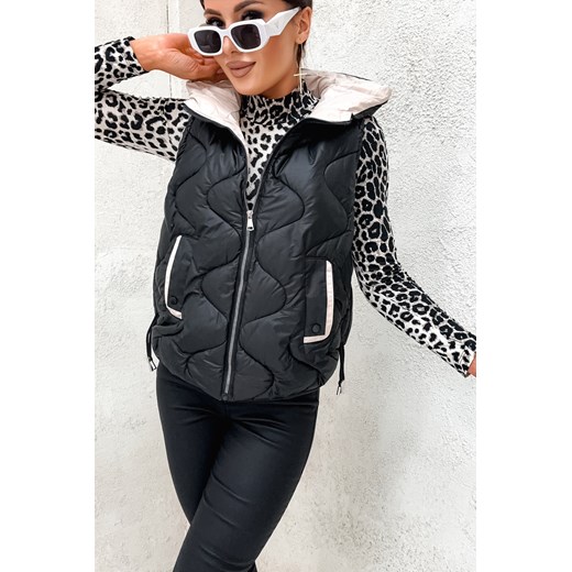 KAMIZELKA PIKOWANA Z KAPTUREM- CZARNA Olika M olika.com.pl