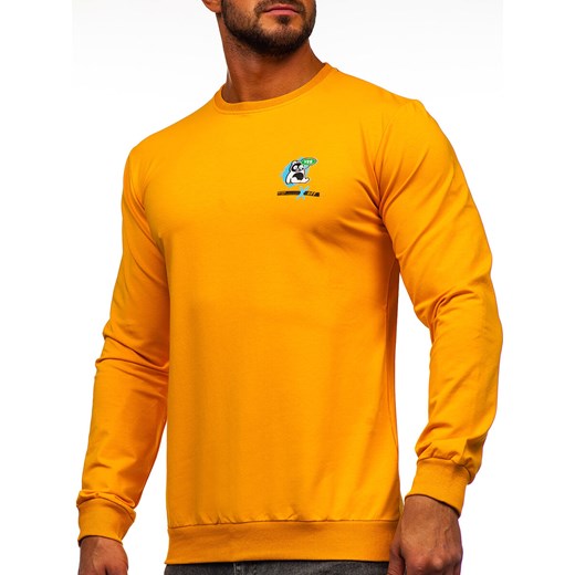 Pomarańczowa bluza męska bez kaptura z nadrukiem Denley 8744 M okazja Denley