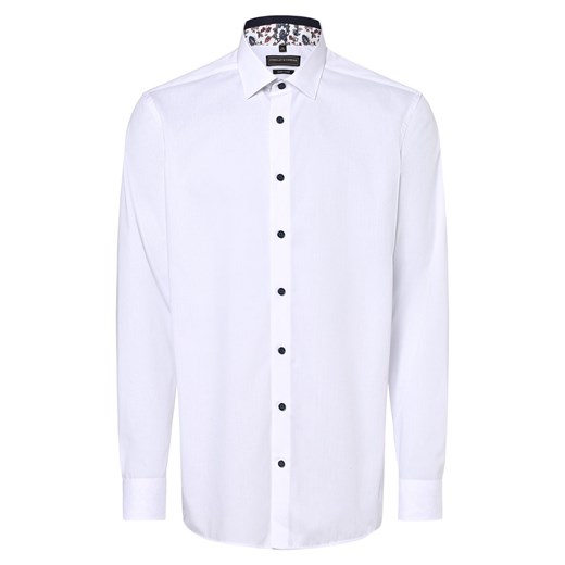 Finshley & Harding Koszula męska łatwa w prasowaniu z bardzo długim rękawem Mężczyźni Modern Fit Bawełna biały jednolity ze sklepu vangraaf w kategorii Koszule męskie - zdjęcie 163543128
