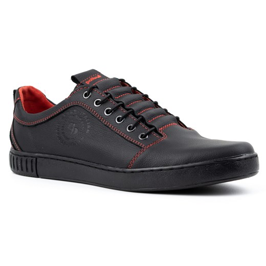 Buty męskie skórzane casual 2121/2 czarne z czerwonym ze sklepu butyolivier w kategorii Półbuty męskie - zdjęcie 163543305