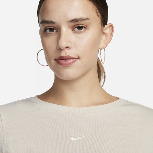 Damska prążkowana koszulka o średniej długości z długim rękawem Nike Sportswear Nike XS (EU 32-34) Nike poland