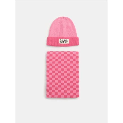 Sinsay - Komplet: czapka i szalik - różowy ze sklepu Sinsay w kategorii Czapki dziecięce - zdjęcie 163554525