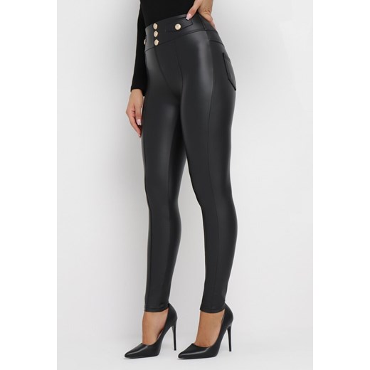 Czarne Spodnie Skinny z Ekoskóry Aileta ze sklepu Born2be Odzież w kategorii Spodnie damskie - zdjęcie 163564076