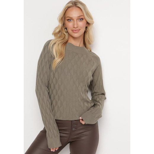 Ciemnobeżowy Klasyczny Sweter z Półgolfem Nordda ze sklepu Born2be Odzież w kategorii Swetry damskie - zdjęcie 163570576