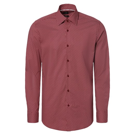 BOSS Koszula męska Mężczyźni Slim Fit Bawełna bordowy wzorzysty ze sklepu vangraaf w kategorii Koszule męskie - zdjęcie 163574319