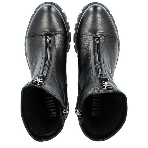 Botki Simen casualowe skórzane z zamkiem na obcasie 