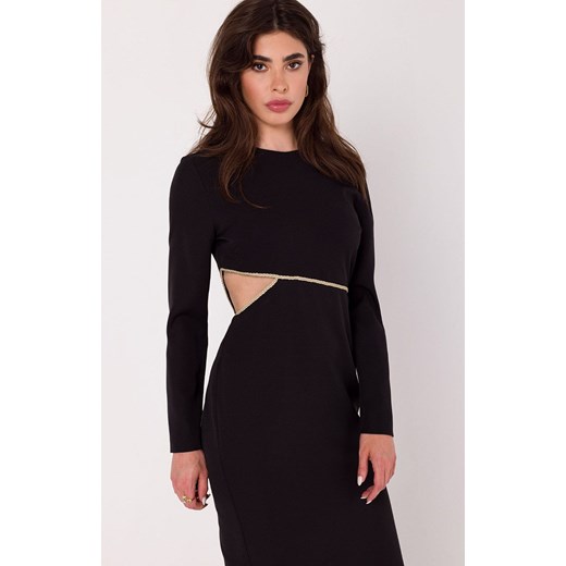 Sukienka maxi z wycięciem w talii czarna K180, Kolor czarny, Rozmiar L, makover Makover M promocyjna cena Primodo