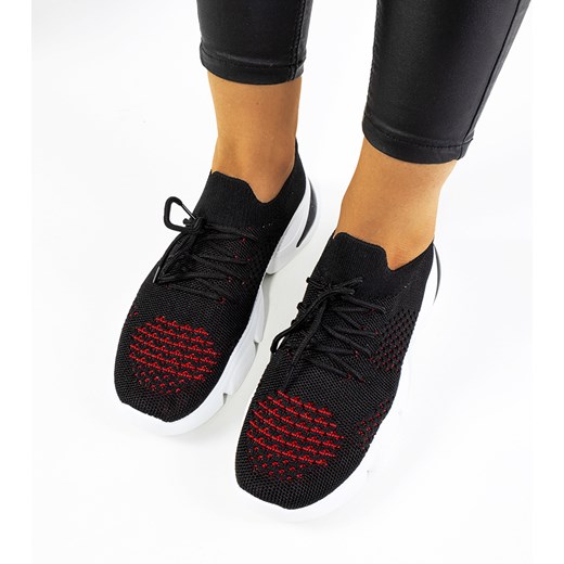 Czarno czerwone sneakersy sportowe Daniela ze sklepu gemre w kategorii Buty sportowe damskie - zdjęcie 163581236