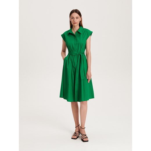 Reserved - Sukienka z bawełny organicznej - zielony Reserved L okazja Reserved