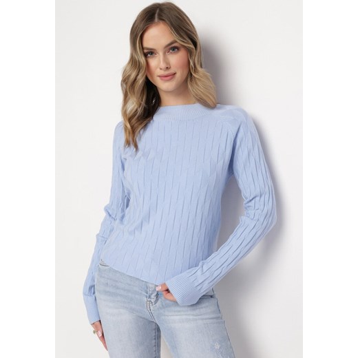 Jasnoniebieski Klasyczny Sweter z Półgolfem Nordda ze sklepu Born2be Odzież w kategorii Swetry damskie - zdjęcie 163584247