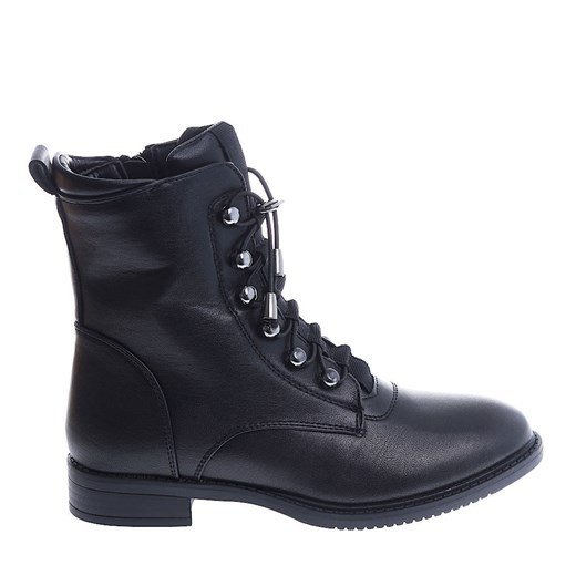 Czarne botki workery na płaskim obcasie /E6-1 15050 T438/ 40 Pantofelek24.pl Jacek Włodarczyk