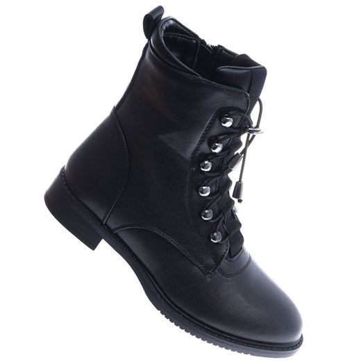Czarne botki workery na płaskim obcasie /E6-1 15050 T438/ 41 Pantofelek24.pl Jacek Włodarczyk