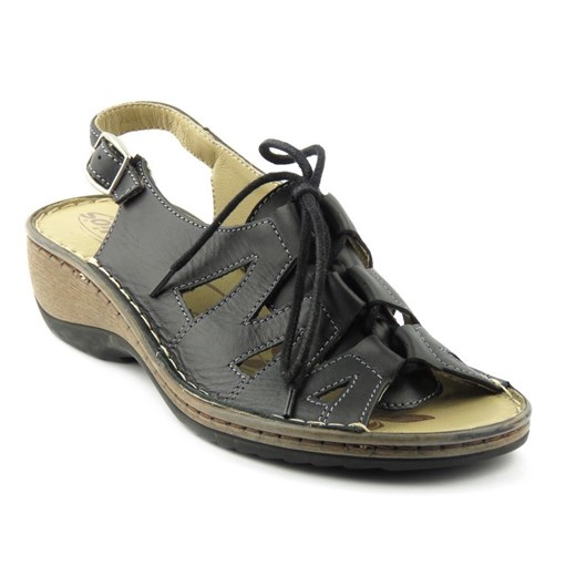 Sandały damskie, rzymianki - Helios 687, czarne ze sklepu ulubioneobuwie w kategorii Sandały damskie - zdjęcie 163585275