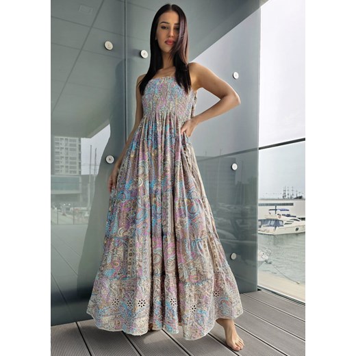 420 Maxi Sukienka Jedwab Cancun Multi Bohemian M/L wyprzedaż Ligari