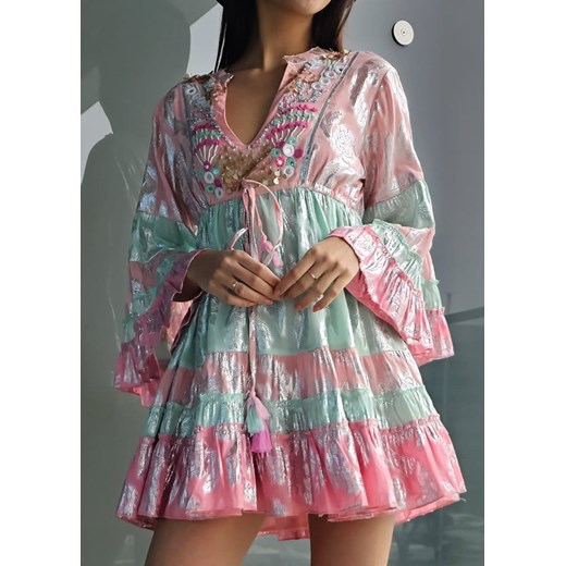221 Sukienka Dubaj Silver Pink Boho World M/L promocyjna cena Ligari