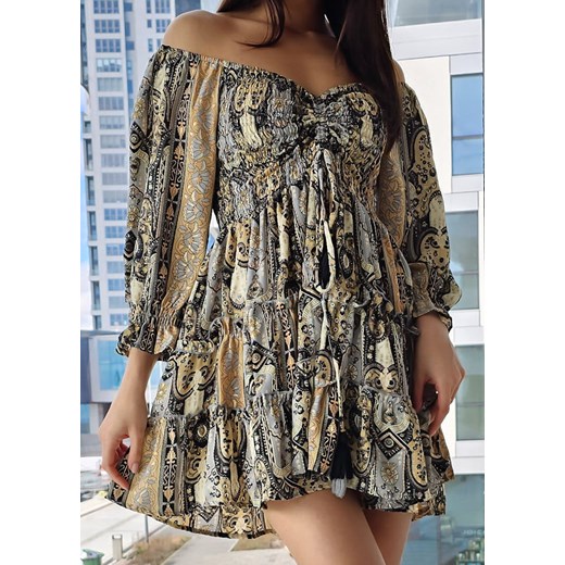 778 Sukienka Boho Jedwab Penelope Black Boho World M/L promocja Ligari