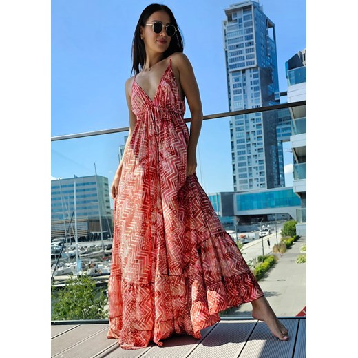 963 Maxi Sukienka Boho Jedwab Marbella Red Boho World M/L wyprzedaż Ligari