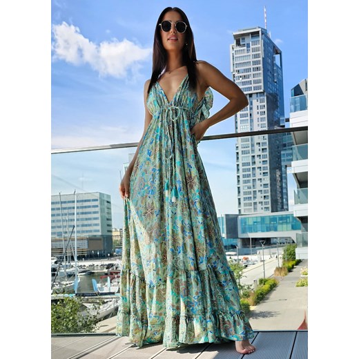 899 Maxi Sukienka Boho Jedwab Sharone Green Boho World M/L promocja Ligari
