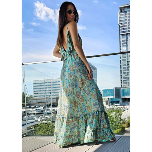 899 Maxi Sukienka Boho Jedwab Sharone Green Boho World S/M okazja Ligari