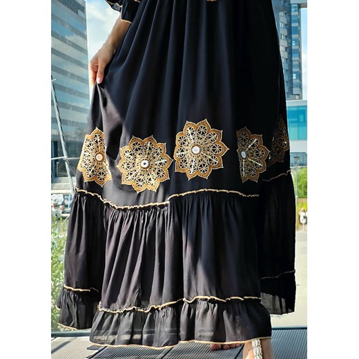 504 Maxi Sukienka Werona Gold Black Boho World One size wyprzedaż Ligari
