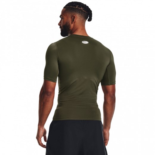 Męska koszulka treningowa Under Armour UA HG Armour Comp SS - khaki ze sklepu Sportstylestory.com w kategorii T-shirty męskie - zdjęcie 163589007