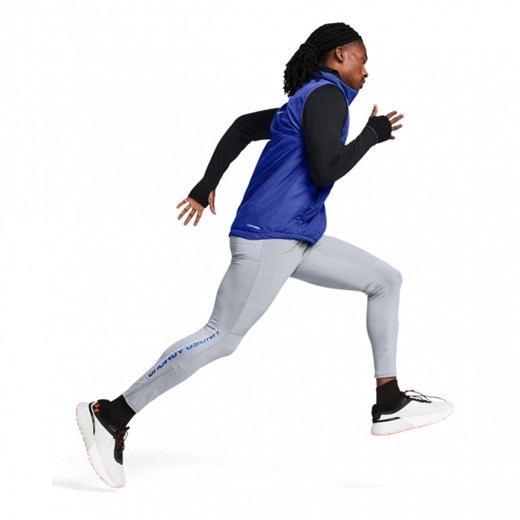 Męskie legginsy do biegania Under Armour Qualifier Elite Cold Tight - szare ze sklepu Sportstylestory.com w kategorii Spodnie damskie - zdjęcie 163589037