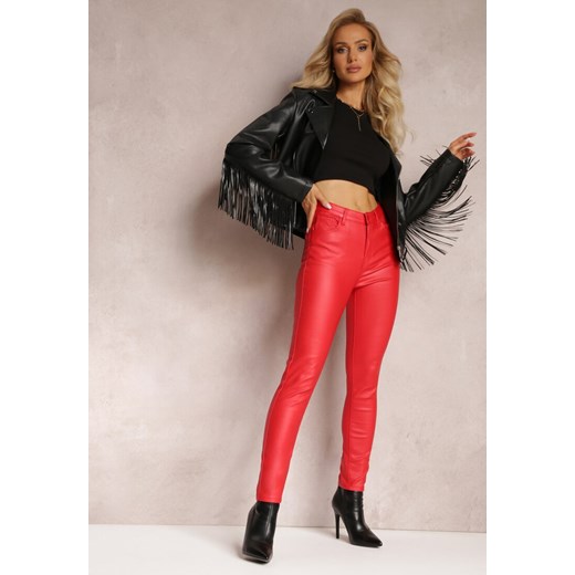 Czerwone Spodnie Skinny z Ekoskóry Zejomi ze sklepu Renee odzież w kategorii Spodnie damskie - zdjęcie 163592709